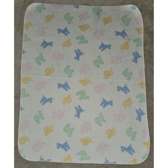 VTG 15582 Baby Blanket Pastel Animals Camel Lion Elephant Zebra Springs Ind RARE - Picture 4 of 10